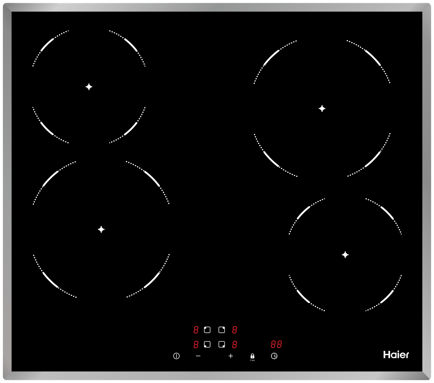 Электрическая варочная панель Haier HHY-C64NFB, цвет панели черный, цвет рамки серебристый