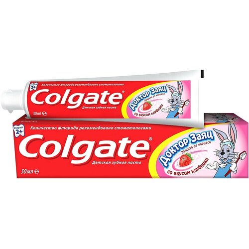 Colgate Доктор заяц Зубная паста детская, со вкусом клубники, 50 мл, 9шт
