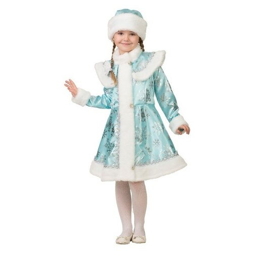 фото Карнавальный костюм «снегурочка снежинка», сатин, пальто, шапка, р. 28, рост 110 см, бирюза батик