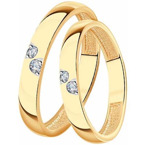 Кольцо обручальное Diamant online, красное золото, 585 проба, фианит, размер 16.5 кольцо обручальное diamant online красное золото 585 проба фианит размер 15 5