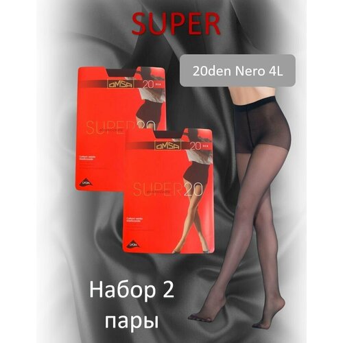 фото Колготки omsa super, 20 den, с шортиками, 2 шт., размер 4, черный