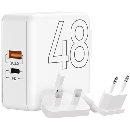 фото Cетевое зарядное устройство lyambda 48вт c 2-мя выходами (pd+qc3.0) lt48-wt