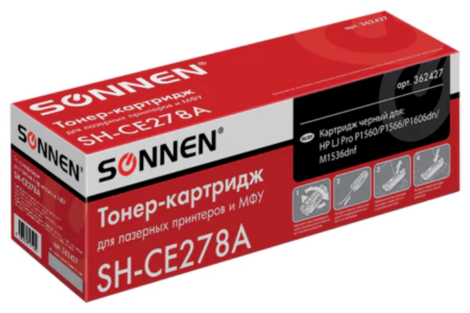 Картридж лазерный SONNEN (SH-CE278A) для HP LaserJet P1566/P1606DN, ресурс 2100 стр., 362427