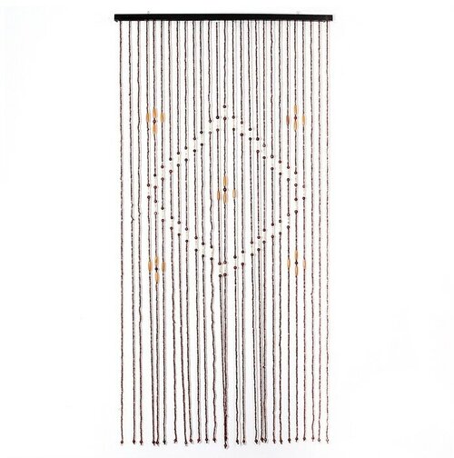 Занавеска декоративная деревянная «Ромб», 90×175 см, 27 нитей