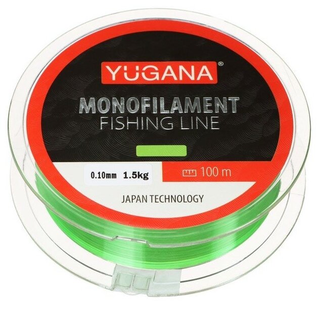 Леска монофильная YUGANA диаметр 0.1 мм 1.5 кг 100 м зелёная