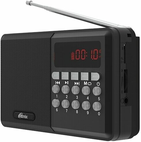 Радиоприемник Ritmix RPR-001 usb, microSD,87,5-108 МГц , встроеный акумулятор - чёрный