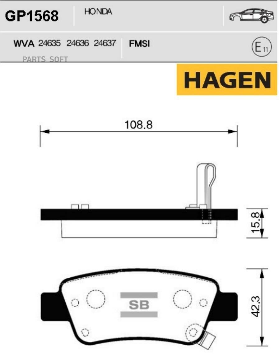 SANGSIN BRAKE GP1568 Колодки тормозные дисковые