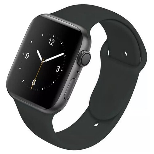 Силиконовый ремешок для Apple Watch 42/44/45 mm, темно-серый, размер m/l