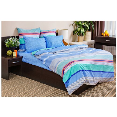 фото Постельное белье 2-спальное ночь нежна стиль, поплин, 2 наволочки 70 х 70 см, голубой