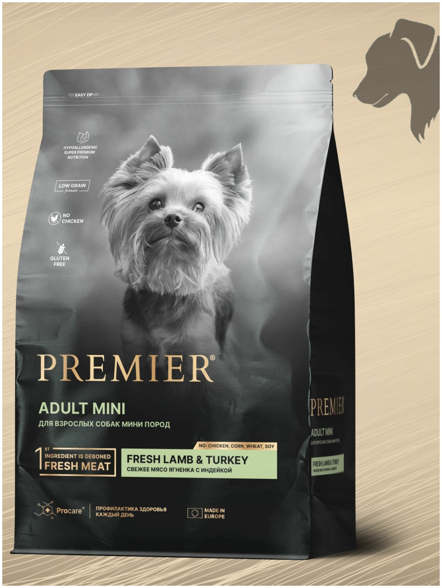 Сухой корм для собак Premier Dog Lamb&Turkey ADULT Mini (Свежее мясо ягненка с индейкой для собак мелких пород) 3 кг.