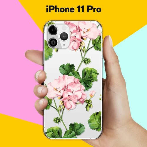 Силиконовый чехол Розовые цветы на Apple iPhone 11 Pro силиконовый чехол полевые цветы для iphone 11 pro айфон 11 про