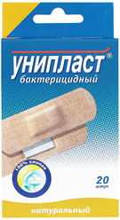 Унипласт пластырь бактерицидный натуральный, 1.9x7.2 см, 20 шт.