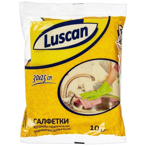 Салфетка хозяйственная Luscan универсальная 1117962, желтый, 10 шт.