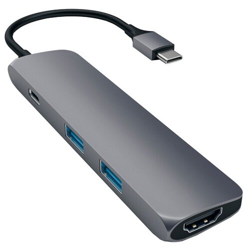 USB-концентратор Satechi Slim Aluminum Type-C Multi-Port Adapter 4K, разъемов: 3, space gray usb концентратор satechi aluminum multi port adapter 4k with ethernet разъемов 4 silver