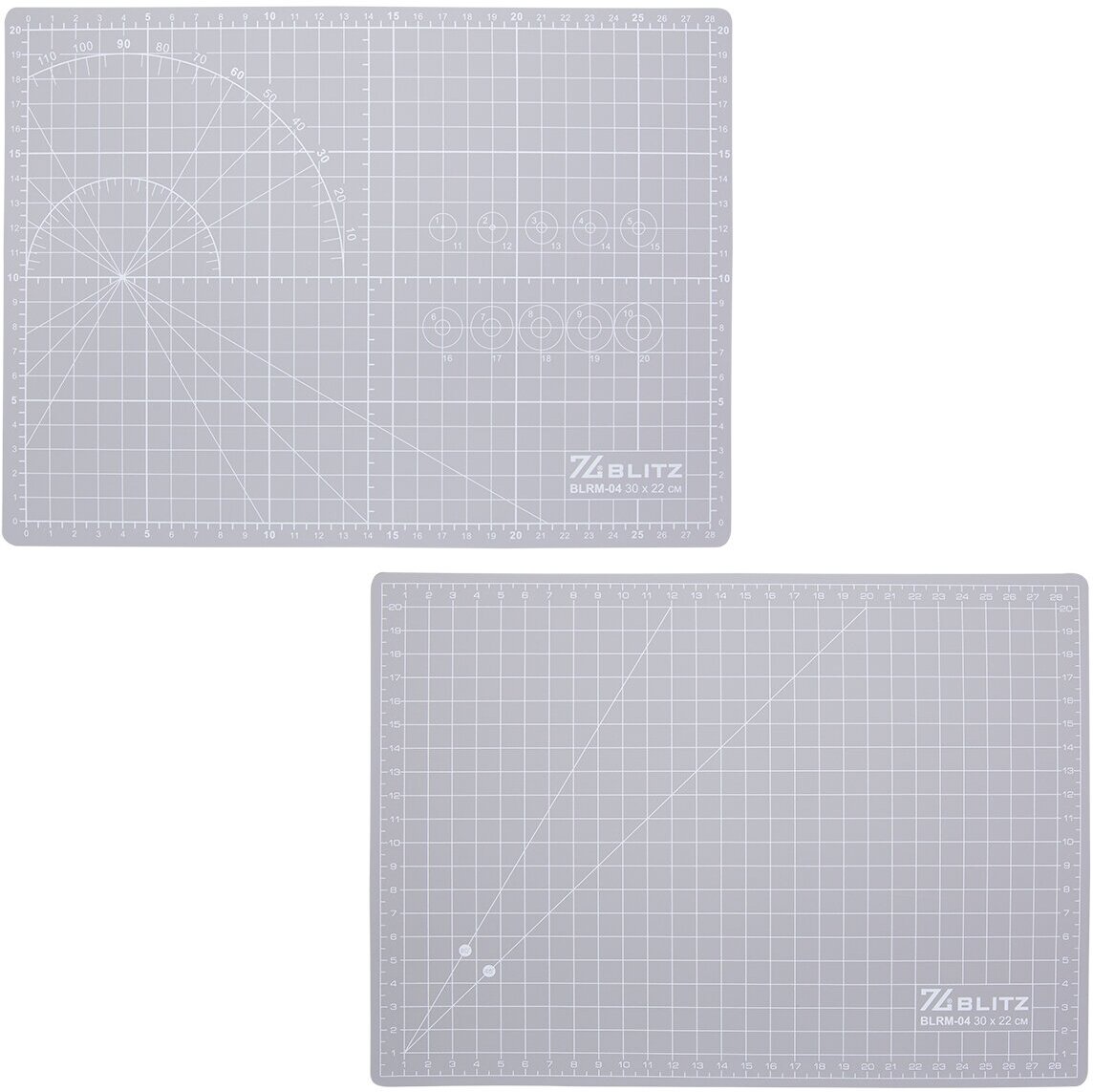 Коврик (мат) для резки двусторонний формат А4 "BLITZ" BLRM-04 серый
