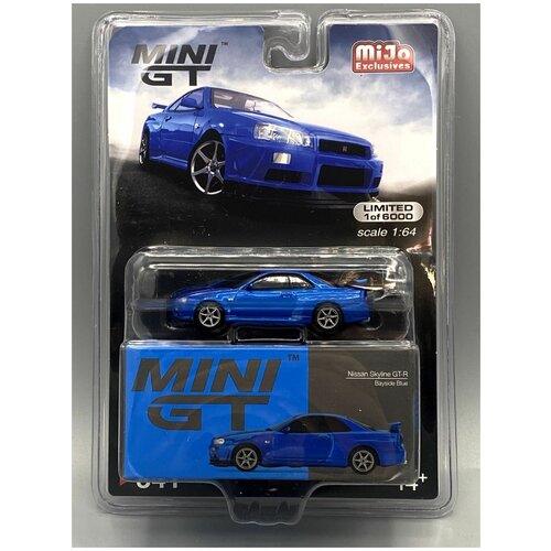 Модель коллекционная Mini GT 1:64 Nissan Skyline GT-R R34 Bayside Blue Mijo Exclusive