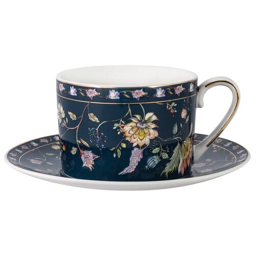 Чашка с блюдцем Флора (белая) в подарочной упаковке (Anna Lafarg Primavera)