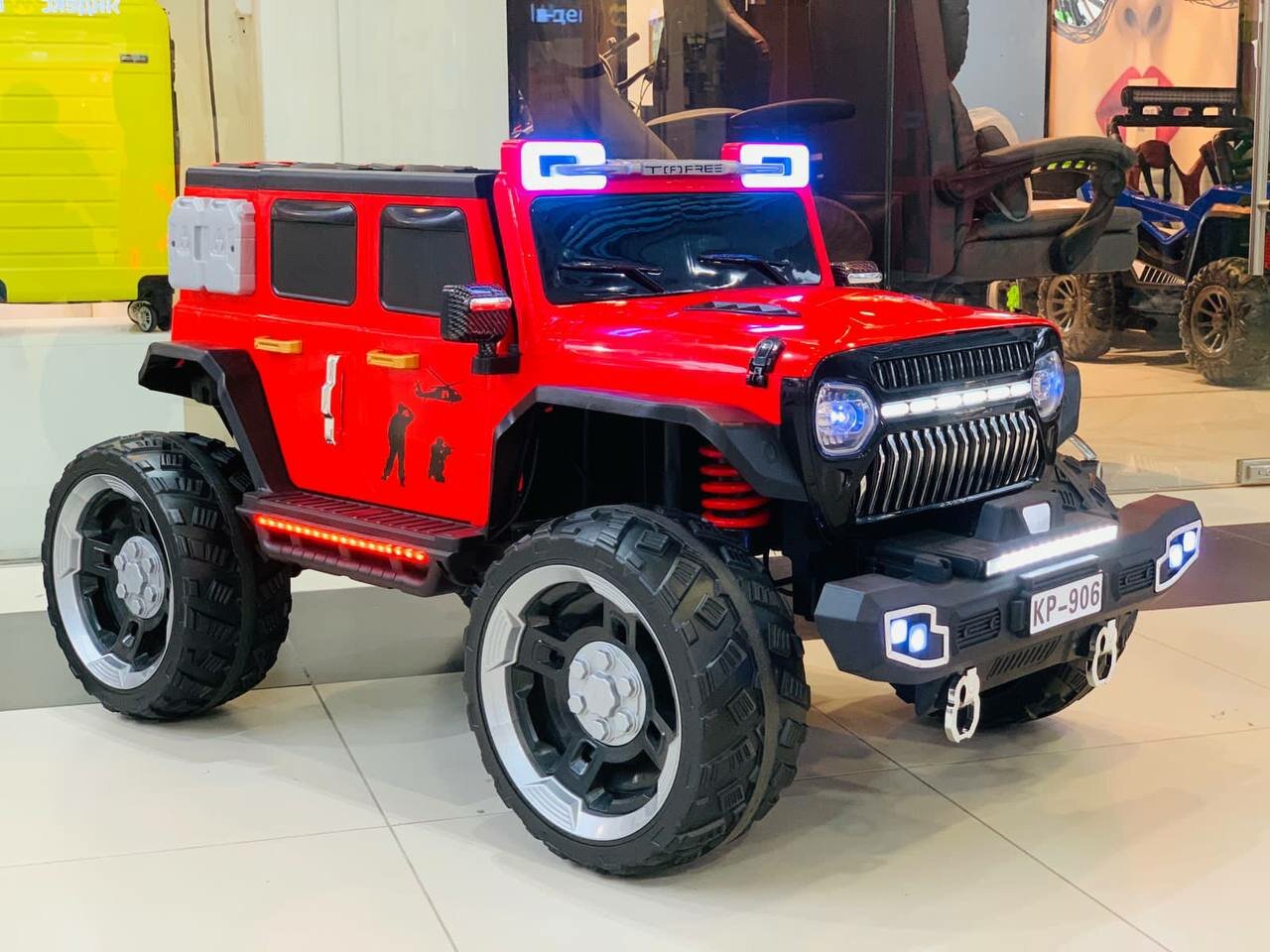 Электромобиль детский HN Jeep KP906 красный, полный привод, 4 WD, 2 места, пульт управления, от 3-8 лет