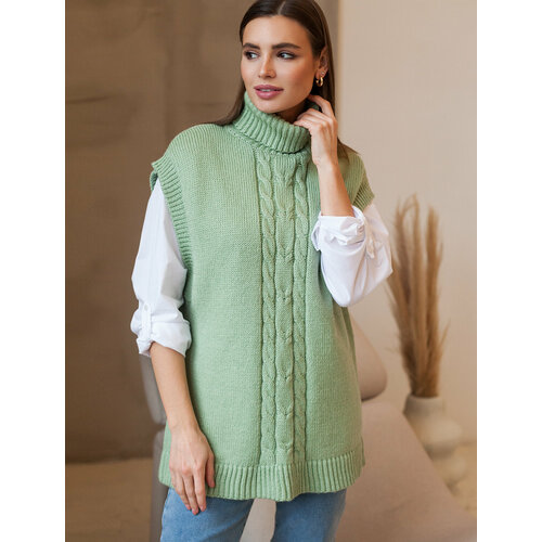 фото Жилет vilatte, размер 48, зеленый