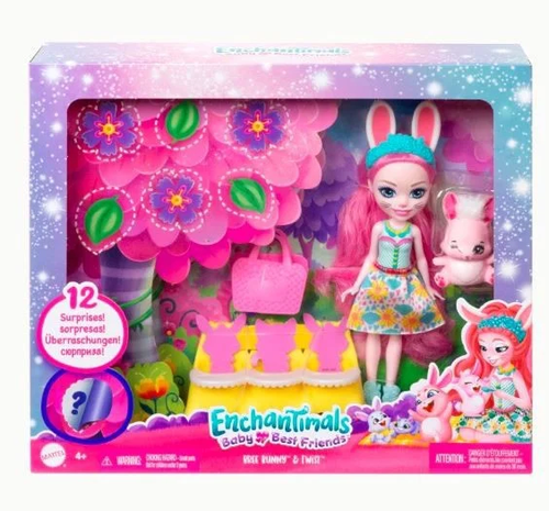Игровой набор с куклой Enchantimals Кролик Бри и Твист серия Друзья-малыши, HLK85