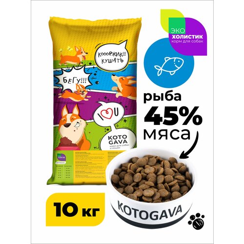 KOTOGAVA сухой корм для собак 45% белой рыбы, холистик 10кг