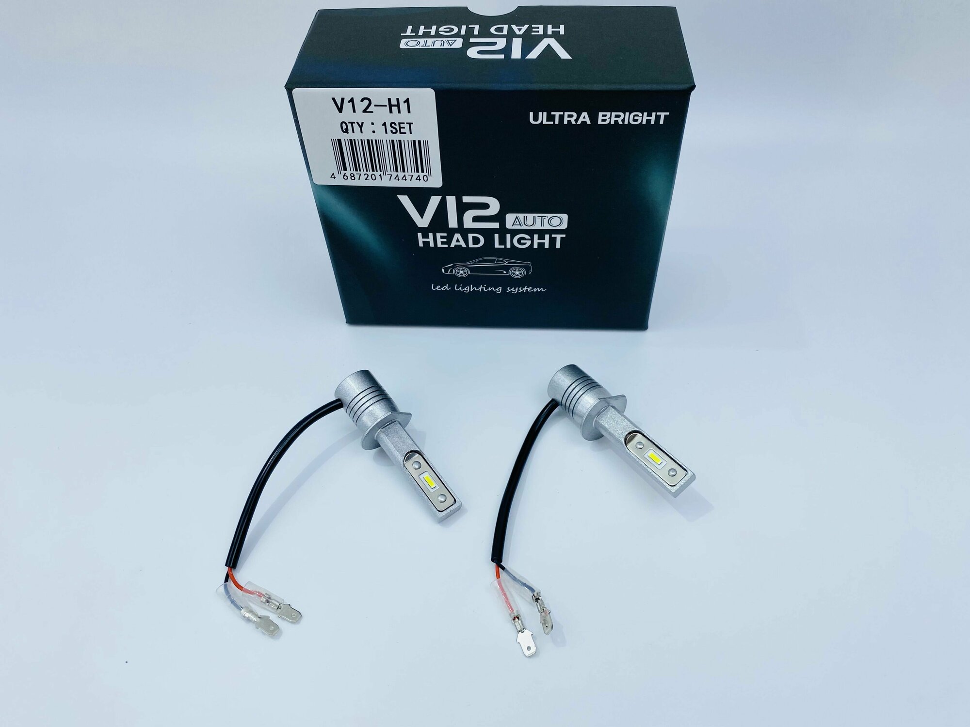 Светодиодные LED лампы V12, 12-24В, 60Вт, 5500К, цоколь Н1, комплект 2шт — фото 1