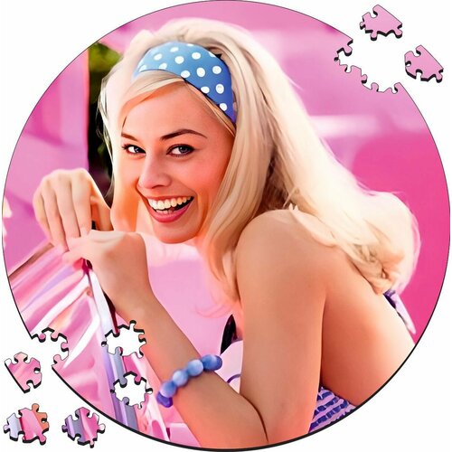Деревянный пазл картина на стену Barbie в машине 169 деталей 30х30см с системой приклейки