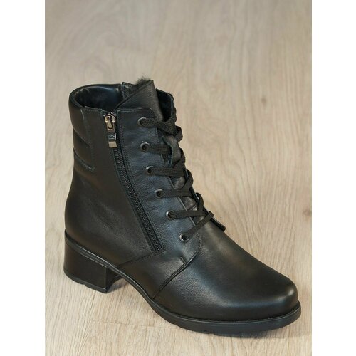 Полусапоги , зимние, натуральная кожа, размер 39, черный