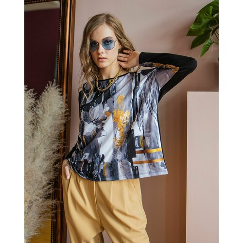 фото Лонгслив sahar, размер 48, черный, золотой