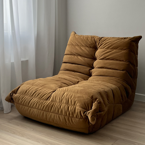 Кресло-мешок Onesta Design Factory, одноместный диван, горчичный велюровый чехол