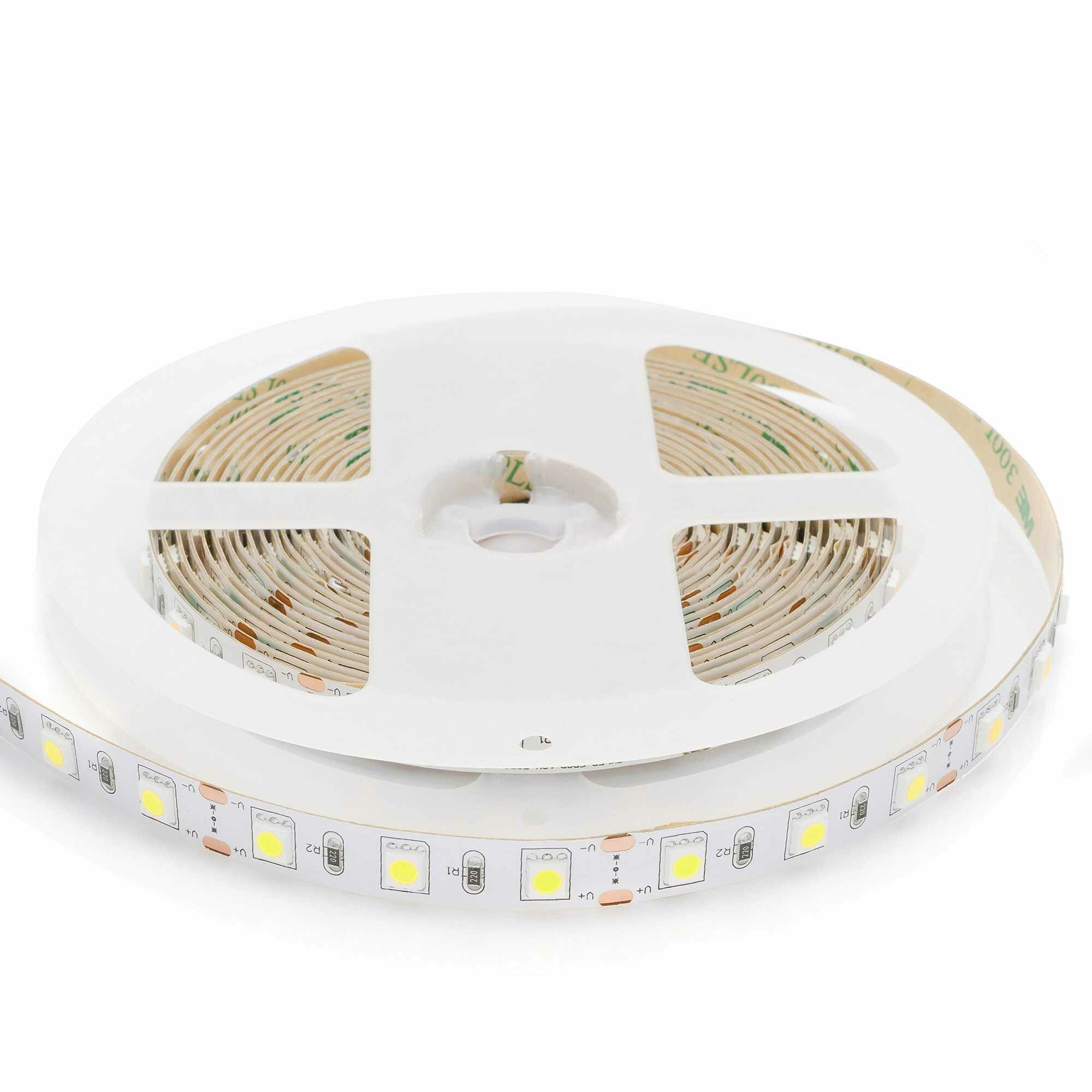 Светодиодная лента для подсветки рабочей зоны SMD 5050 60 диод/700 Лм/10 Вт/м 12 В IP20 5 м холодный белый свет Apeyron - фото №7
