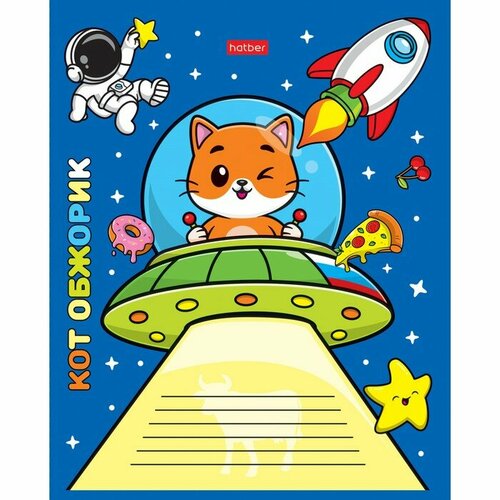 Тетрадь 12 листов в клетку Animals in space, обложка мелованный картон, микс (комплект из 60 шт)