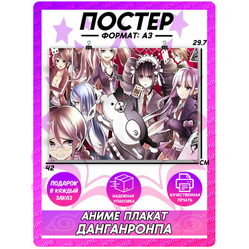 Аниме плакат Данганронпа на стену 395₽