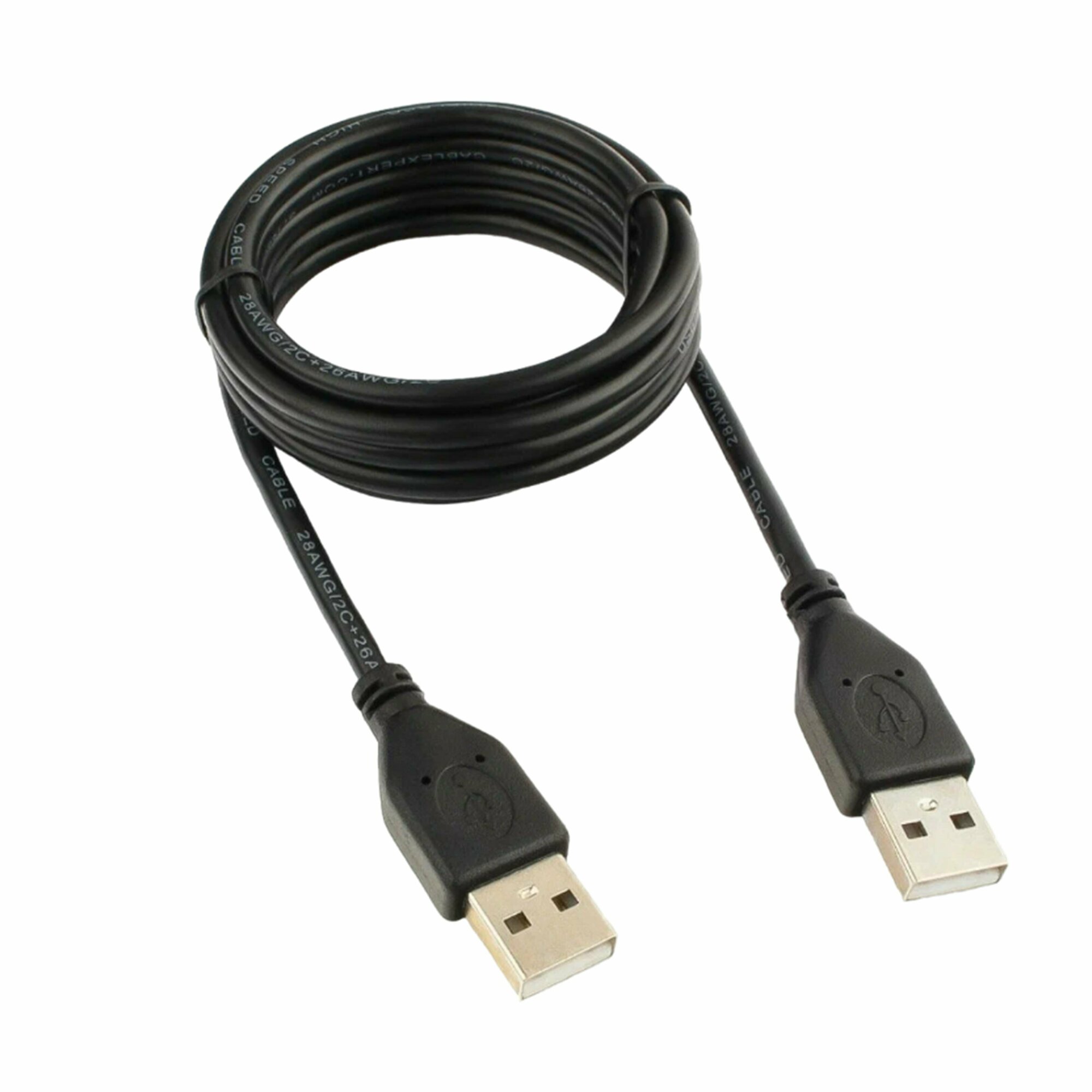 Кабель USB 2.0 AM-AM 3м экранированный черный