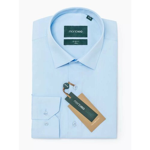 фото Рубашка mondigo на невысокий рост low slim fit с длинным рукавом, размер l - 158-170, голубой
