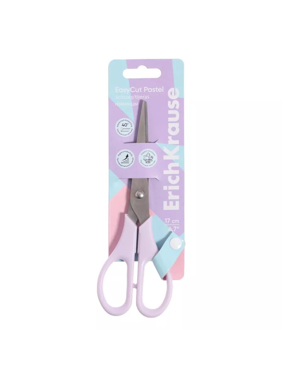 Ножницы 17 см EasyCut "Pastel" микс