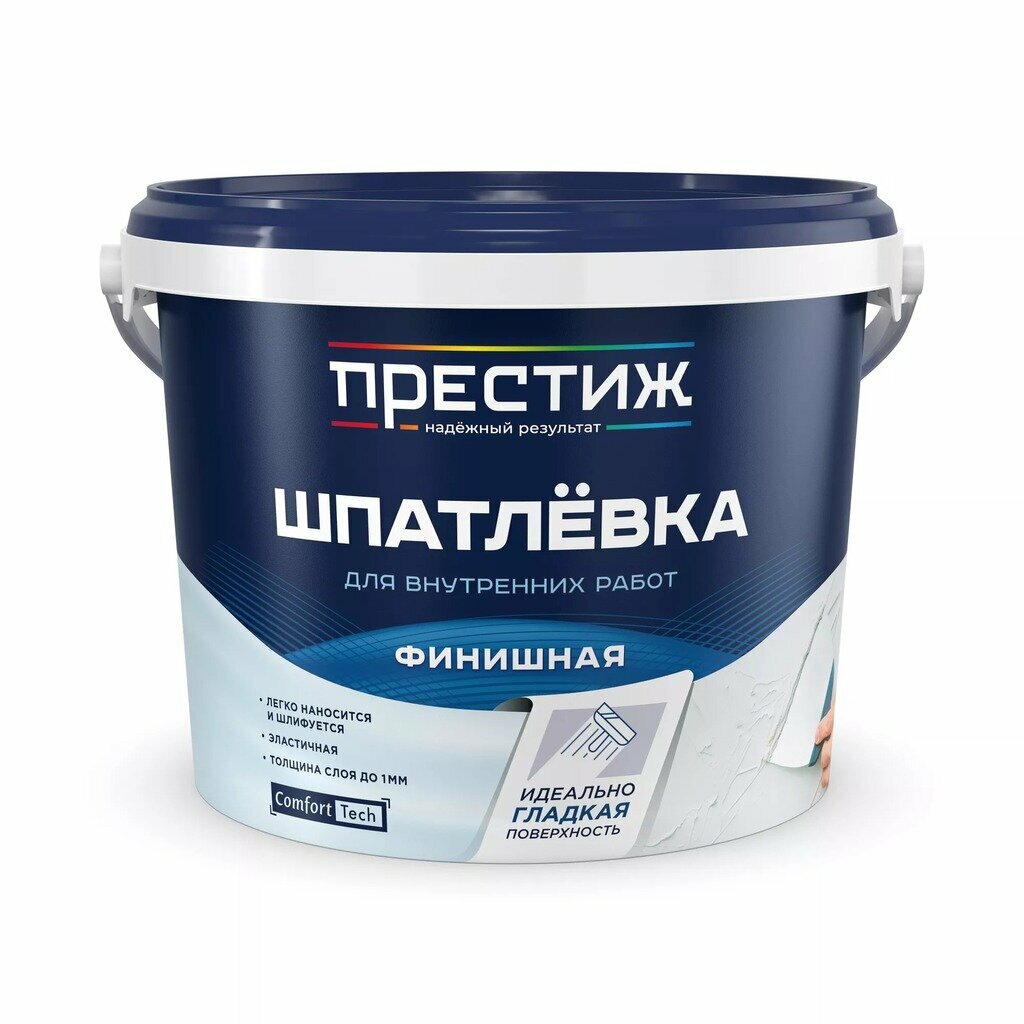 Престиж Шпатлевка акриловая финишная белая для стен и потолка 3 кг