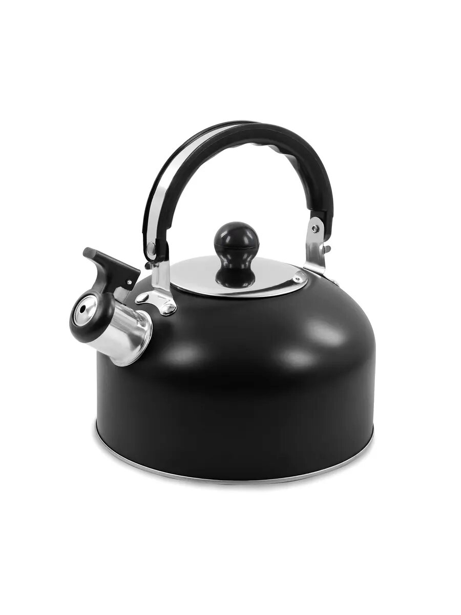 Чайник HOME ELEMENT HE-WK1602, нержавеющая сталь, чёрный, со свистком