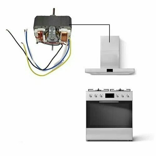 Мотор универсальный для кухонных вытяжек YJF6830 3 скорости квадратный 5000₽