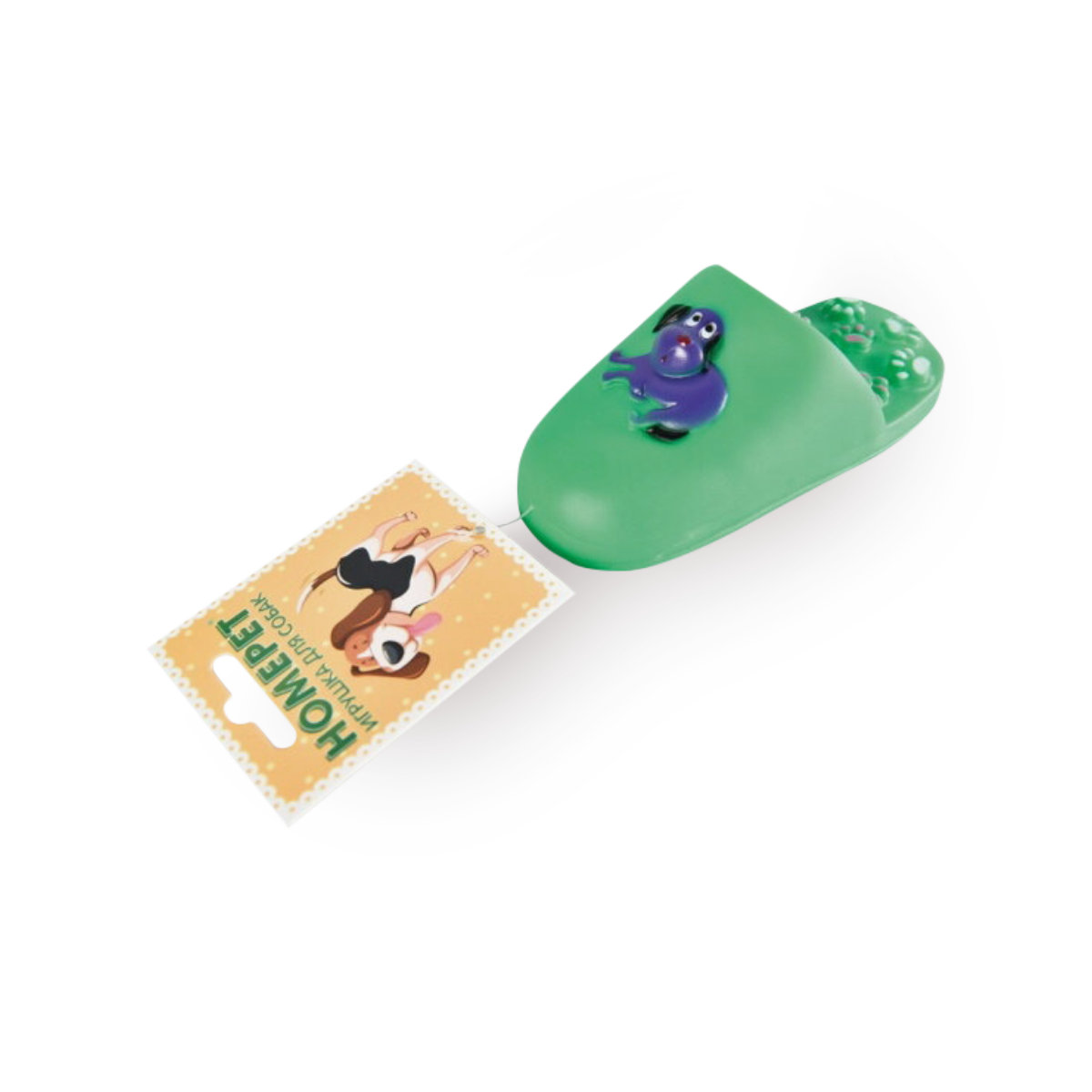Игрушка для собак Homepet Тапок зелёный с пищалкой 14,5х6х6 см, 1 шт.