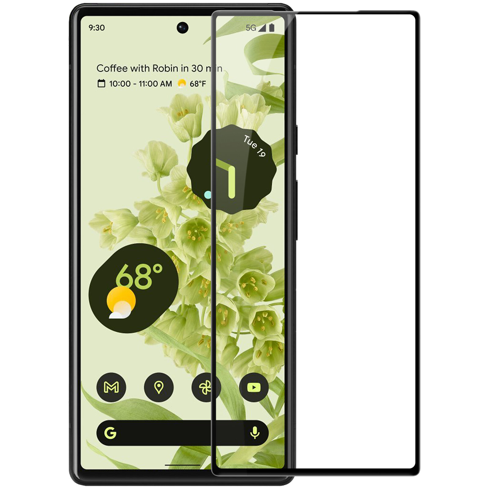 Закаленное стекло 6D для смартфона Google Pixel 6 с черной рамкой, G-Rhino