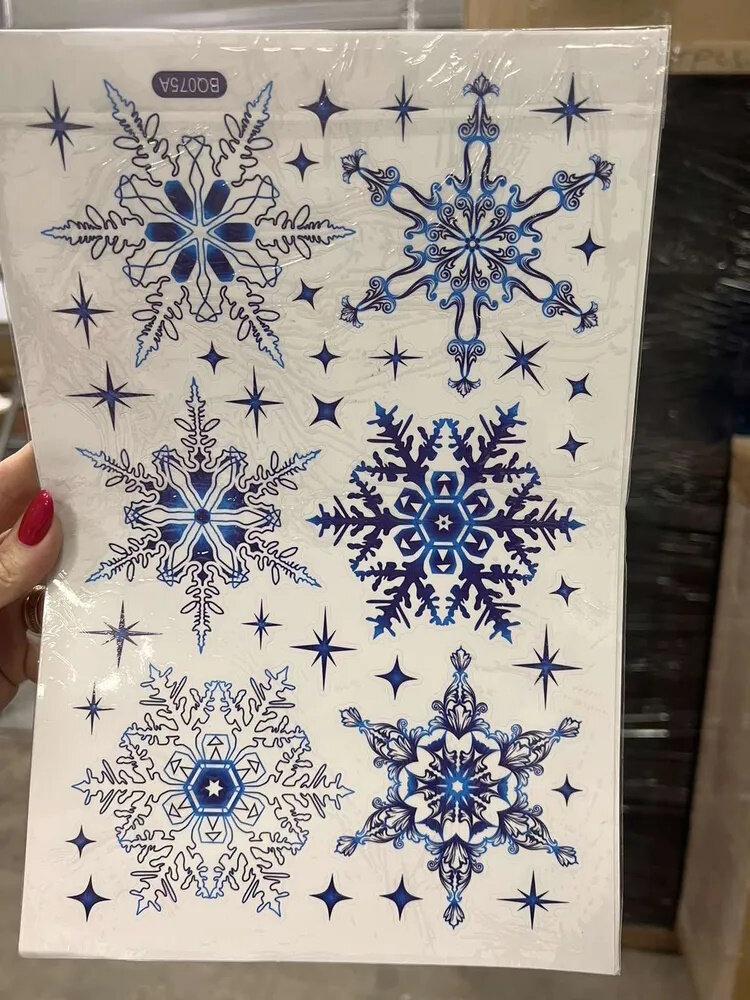 Новогодние наклейки на окна набор 