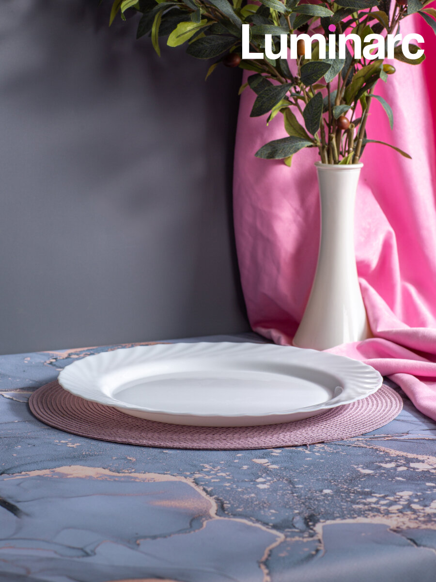 Блюдо стеклянное сервировочное Luminarc трианон 31см, 1 штука, белый, — фото 1