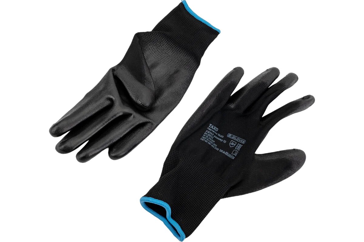 Нейлоновые перчатки с полиуретановым покрытием S.GLOVES TAXO черные, 10 размер 31614-10