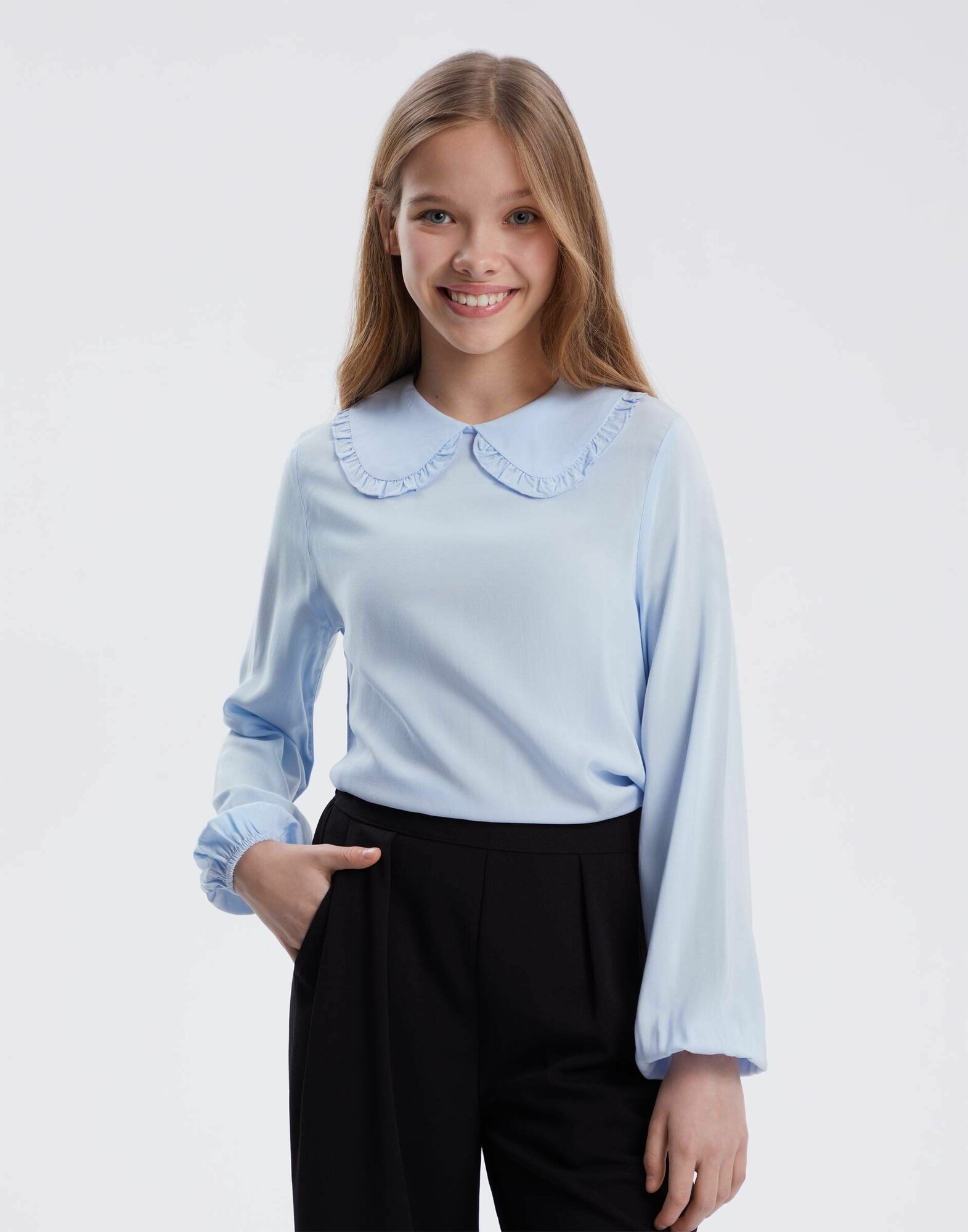 Школьная блуза Gloria Jeans Школьная коллекция размер 12-14л/158-164 голубой