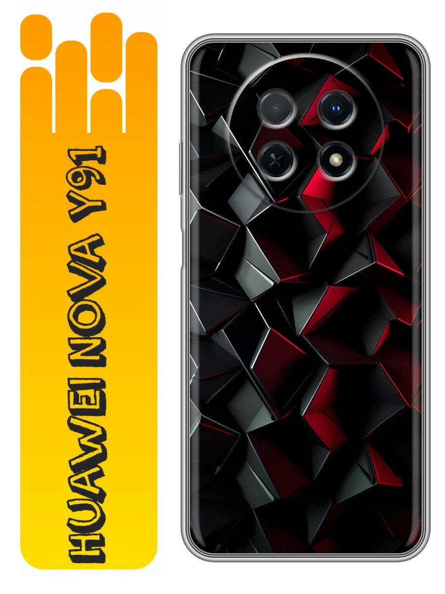 Чехол для Huawei Nova Y91 с принтом Черный принт на Хуавей Нова У91