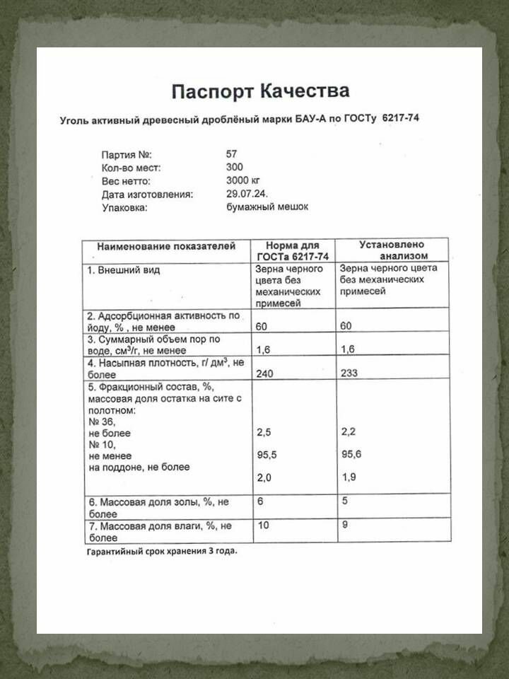 Изображение Уголь Активированный Березовый БАУ-А (ГОСТ) 3 шт. по 400 гр.