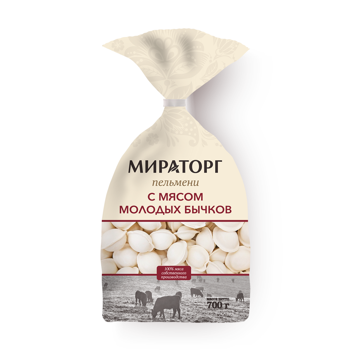 Пельмени Мираторг "Бычки", 700 г, фарш из говядины и цыпленка-бройлера