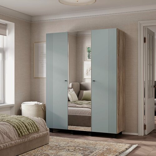 Изображение товара Шкаф 3-дверный BTS ШК-08 Олива, дуб каньон, с зеркалом, ЛДСП