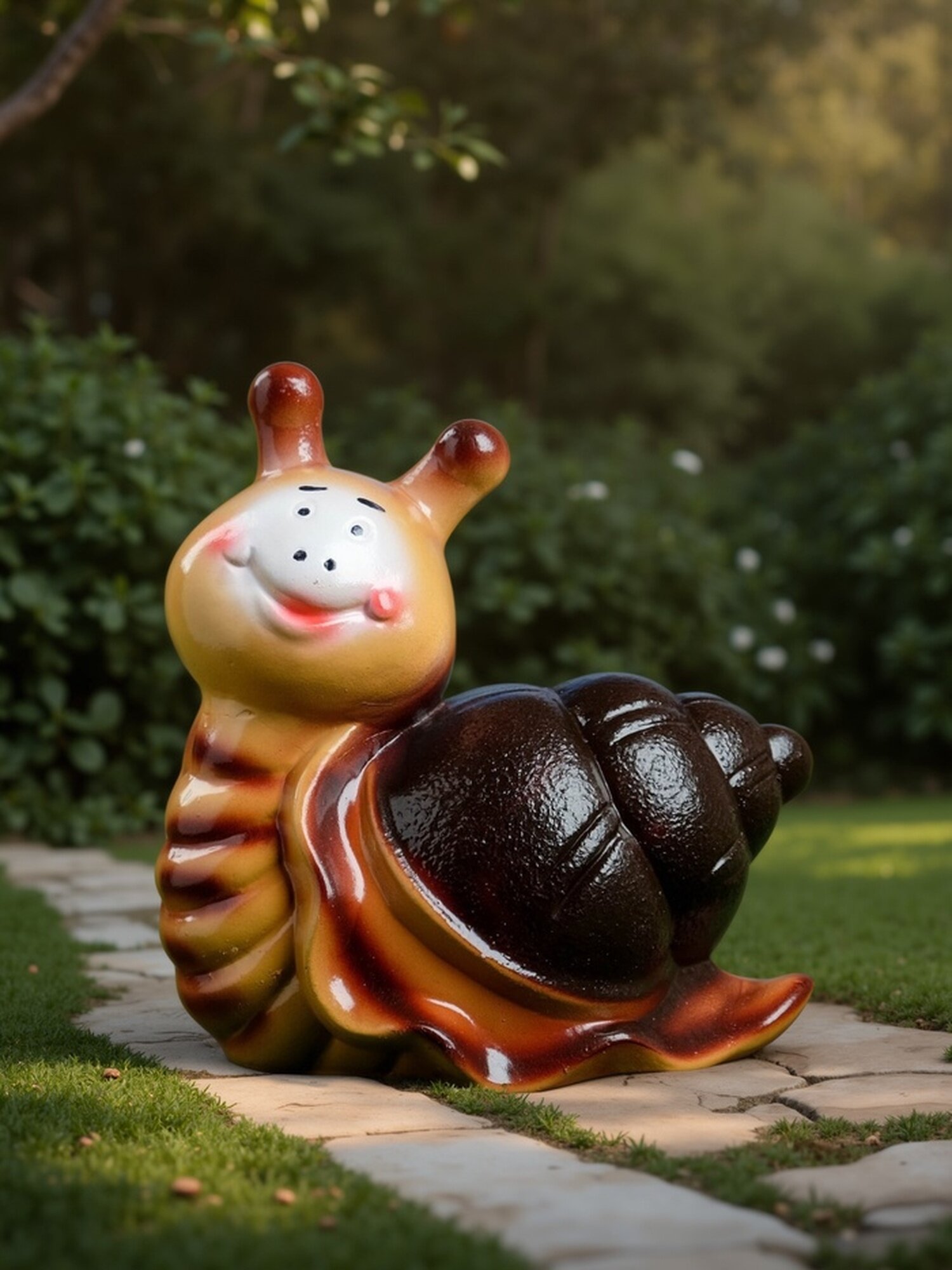 Садовая фигура Хорошие сувениры "Улитка Улыбка", гипс, разноцветная, 17 см